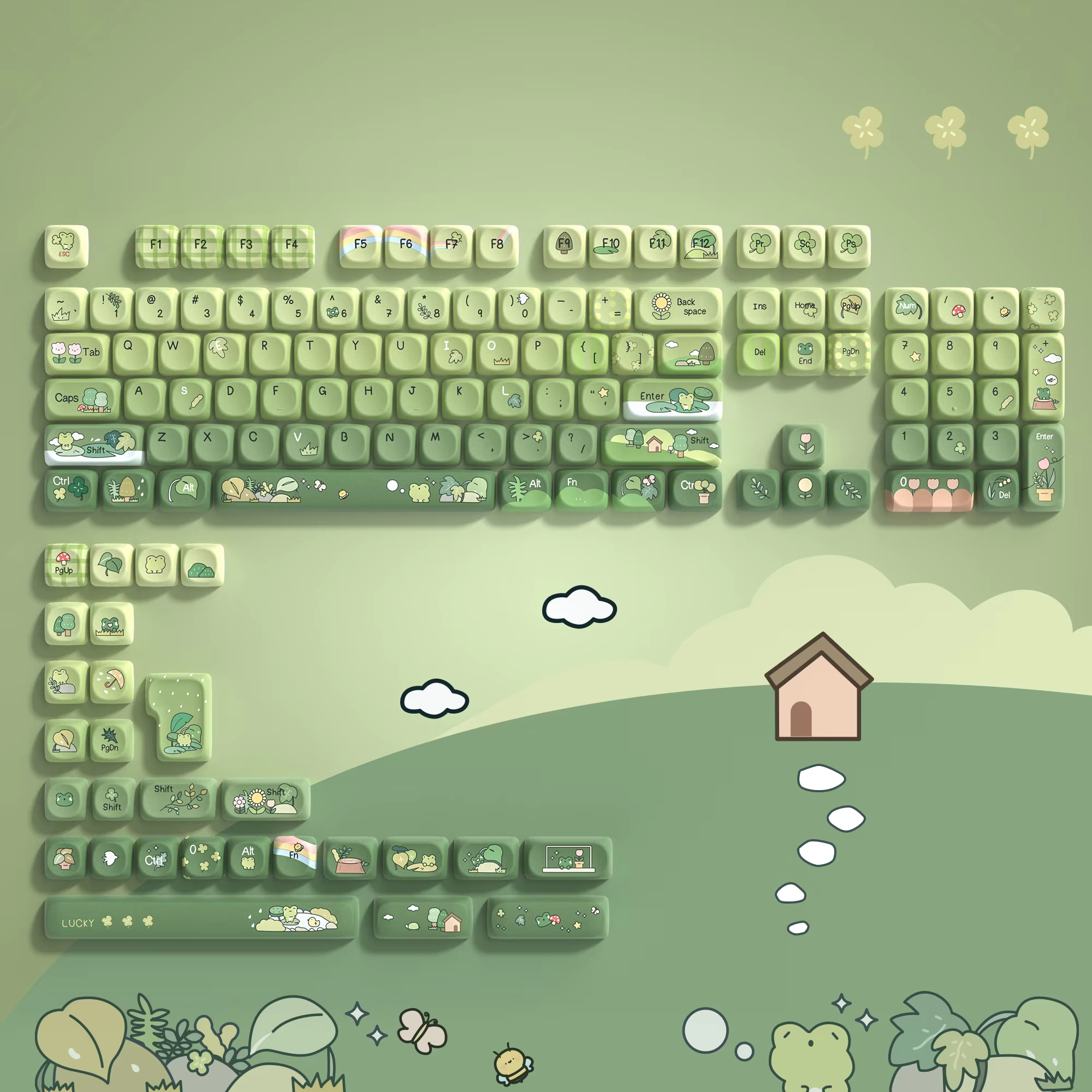 Green Frog Keycaps 60% 75% TKL - Keyboard Numpad Separate recensie en prijs