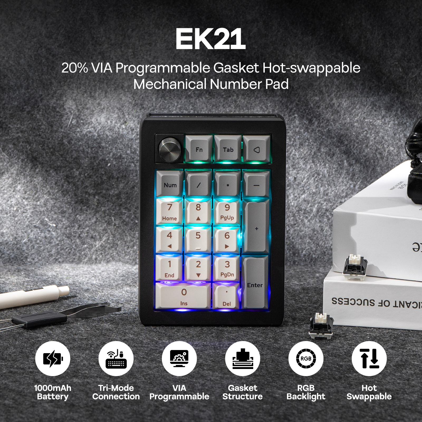 EPOMAKER EK21 VIA 20% Gasket W - Keyboard Numpad Separate recensie en prijs