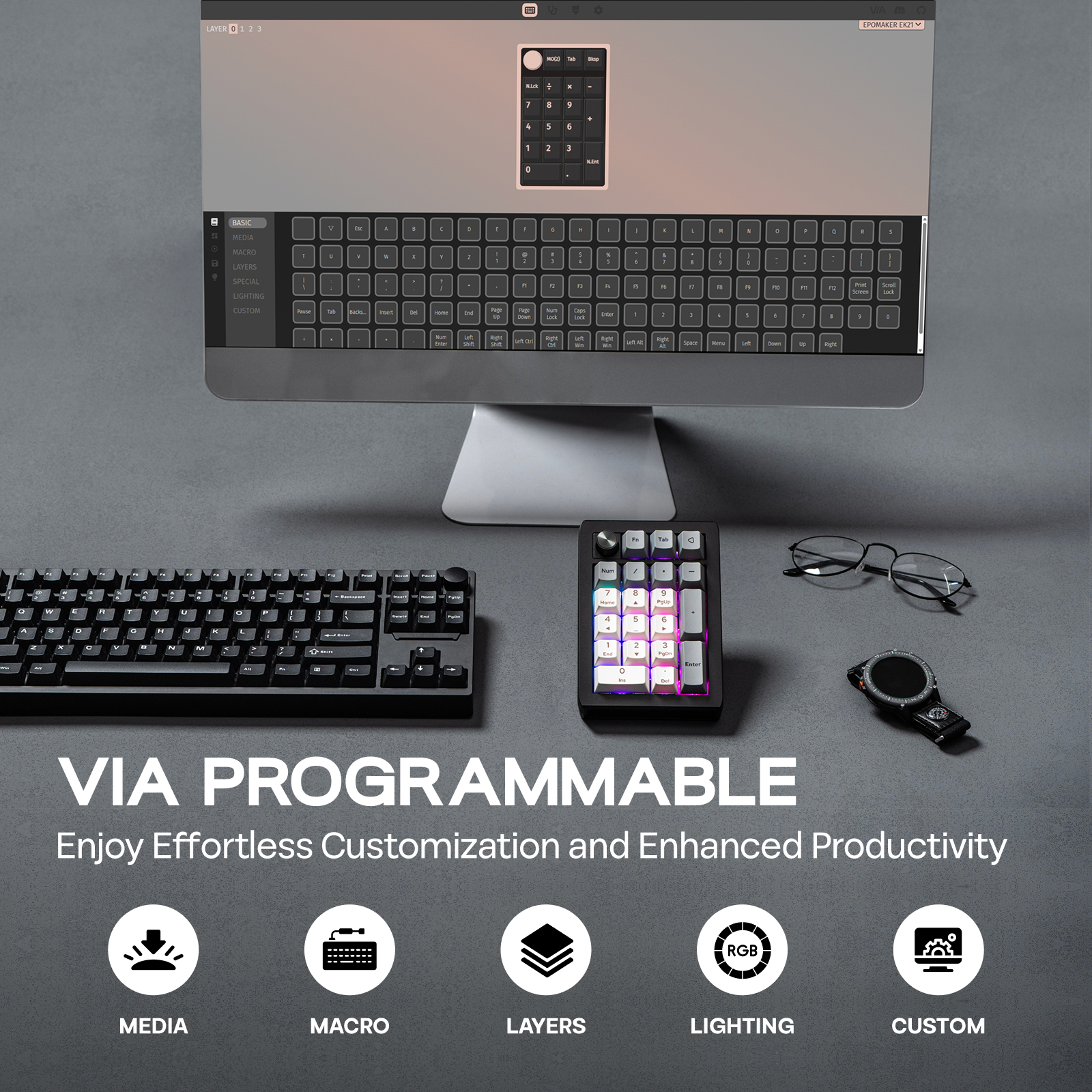 EPOMAKER EK21 VIA 20% Gasket W - Keyboard Numpad Separate recensie en prijs
